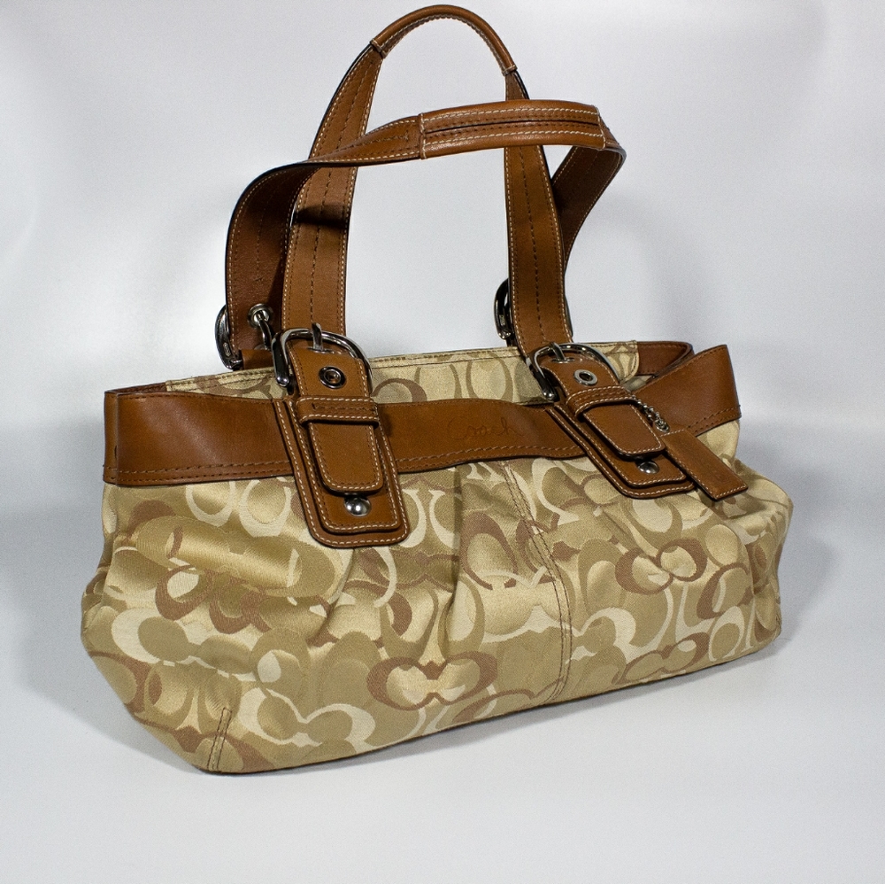 Coach Gold Caramel Signature Tote Handbag F14492